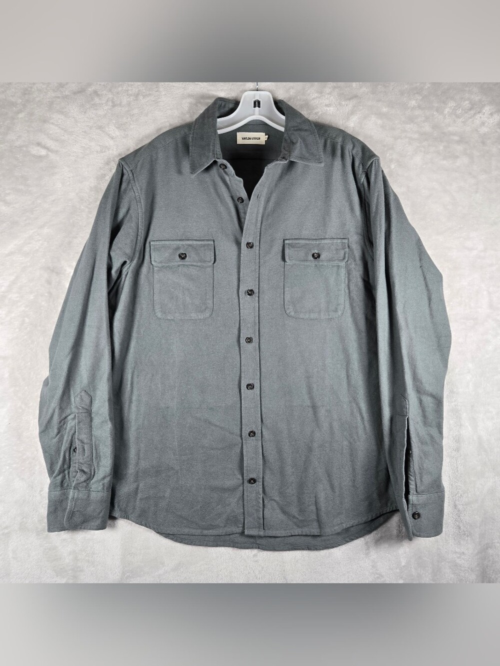 Taylor Stitch Men's Yosemite Shirt Slate Size 42 Flannel Chest Pocket Mid Weight